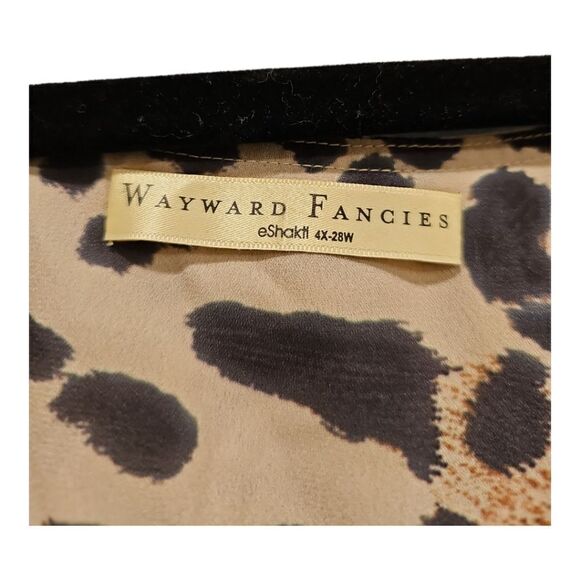 WAYWARD FANCIES by ESHAKTI Leopard Ruffle Peasant Top - Size 4X (28W) - Picture 6 of 7